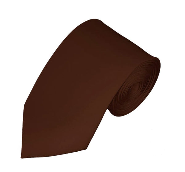 New Brown Satin Self Tie Slim Long Tie Manzini Neckwear 
