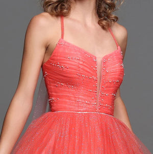 Sparkle Prom 72242 Orange Shimmer A-Line Dress Sparkle Prom Collection 