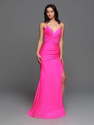 Sparkle Prom 72254 Neon Pink Stretch Knit Dress Sparkle Prom Collection 