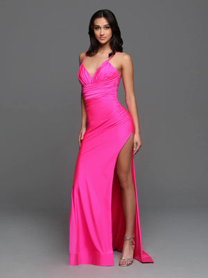 Sparkle Prom 72254 Neon Pink Stretch Knit Dress Sparkle Prom Collection 