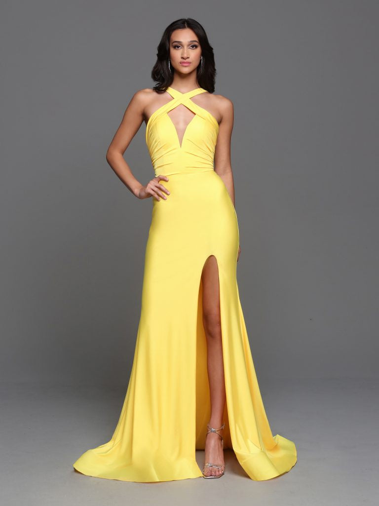 Sparkle Prom 72270 Yellow Stretch Knit Dress Yellow / 4 Sparkle Prom 72270 Yellow Stretch Knit Dress Yellow / 4