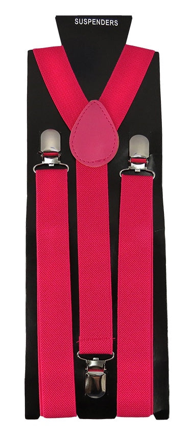 Adjustable Clip-on Suspenders - Fuchsia Pink