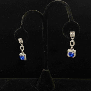 Rhinestone Dainty Square Drop Earrings Cristal D'Or 