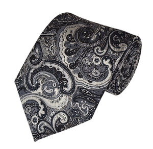 Black and Charcoal Design Paisley Woven Tie TieOutlet.com 