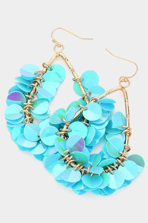 Iridescent Sequin Fringe Teardrop Dangle Earrings Not specified 