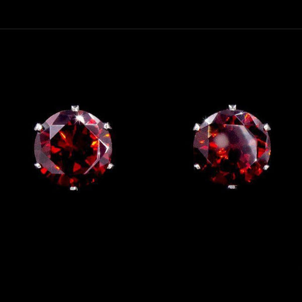 Cubic Zirconia Stud Earrings - SIAM (Red)