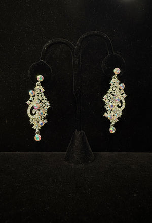 Silver AB Star Cluster Dangle Earrings Cristal D'Or 
