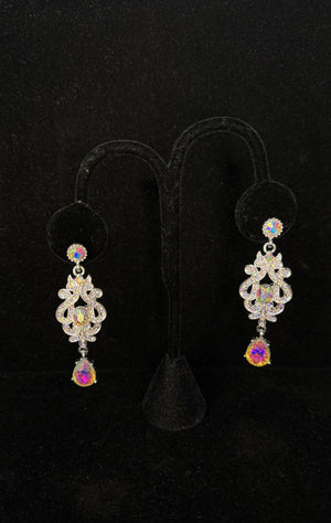 Silver AB Swirl Dot Cluster Earrings Cristal D'Or 