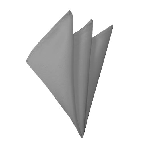 New Solid Satin Pocket Square - Silver