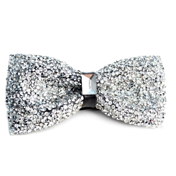 Silver Sparkling Crystal Bow Tie