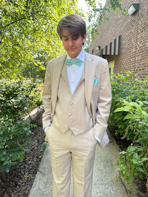 Tan Allure Destination Tuxedo Jacket and Pants by Jean Yves Jean Yves 