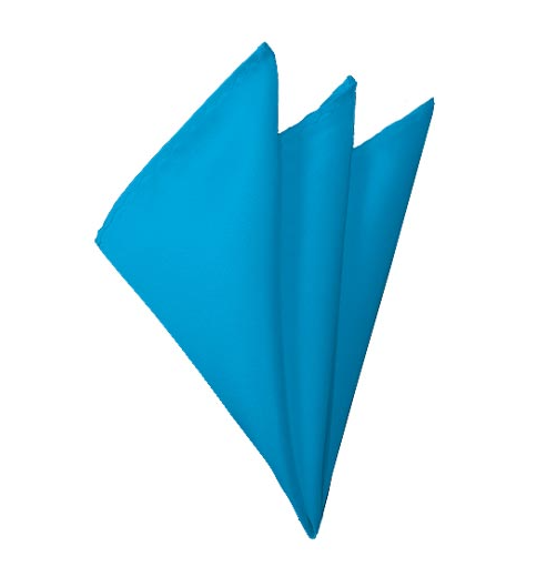 New Solid Satin Pocket Square - Turquoise