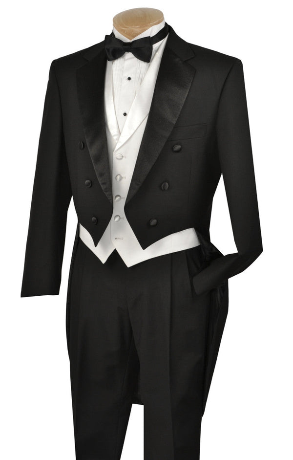 New Black Full Dress Tuxedo Tailcoat, Pants and Vest VINCI 