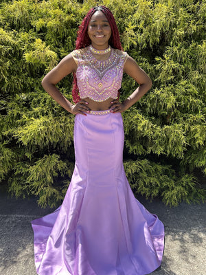 Vienna Prom 8256 Lilac 2 Piece Mermaid Dress Vienna Prom 