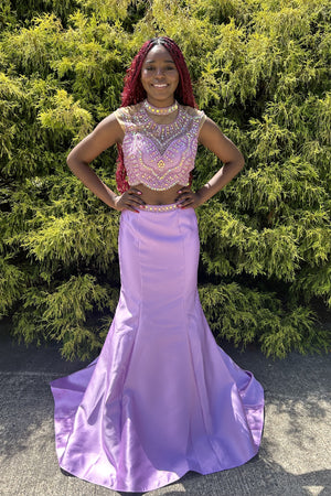 Vienna Prom 8256 Lilac 2 Piece Mermaid Dress Vienna Prom 