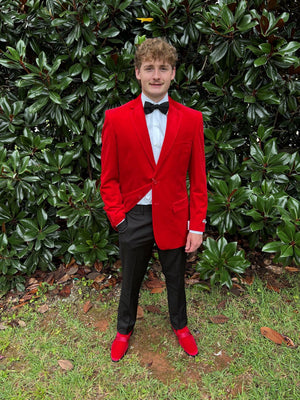 New Red Velvet Slim Fit Fashion Jacket VINCI 