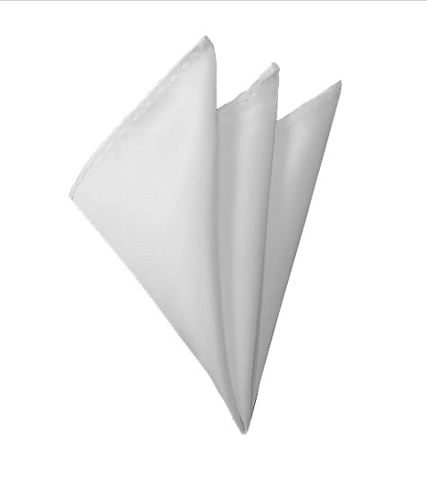 New Solid Satin Pocket Square - White