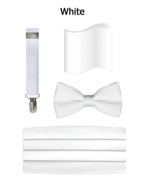 New Satin Bow Tie & Cummerbund Set  - White Tuxedo Park 