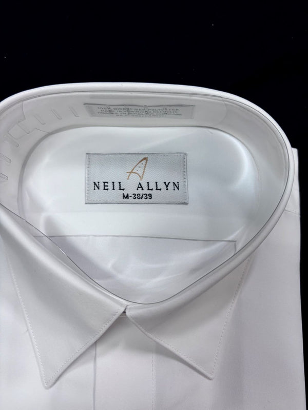 New White Regular Fit Non-Pleated Laydown Collar Tuxedo Shirt