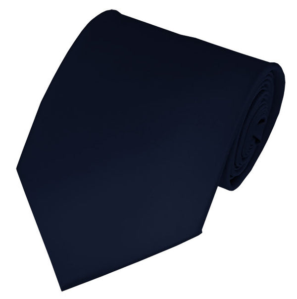 New Men's X-Long Length Solid Satin Navy Blue Self Tie Long Tie