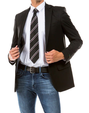 Black ZeGarie Slim Fit Blazer Separates ZeGarie 