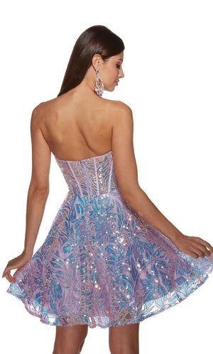 ALYCE Paris 3779 Lilac Sequin Embroidered Corset Cocktail Dress - Formalwear Outlet