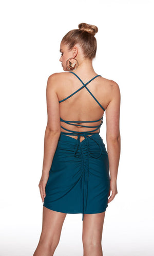 ALYCE Paris 40021 Blue Opal Ruched Jersey Cocktail Dress - Formalwear Outlet