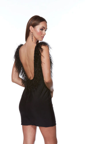 ALYCE Paris 4725 Red Cocktail Dress with Feather Detail - Formalwear Outlet