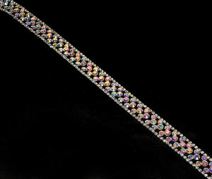 Iridescent Crystal Rhinestone Silver 3/4" Circle Cluster Belt Cristal D'Or 