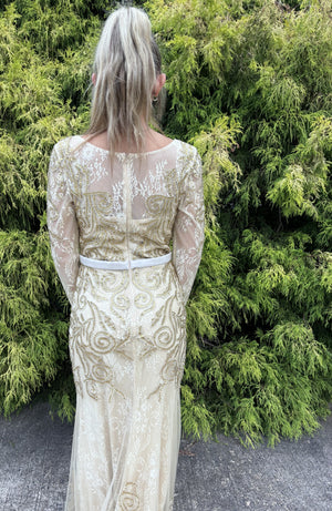 Cecilia Couture 1407 Champagne Gold Long Sleeve Dress Cecilia Couture 