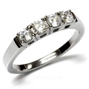 Cubic Zirconia 4 Stone Wedding Band Fashion Jewelry 