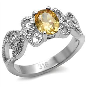Champagne Topaz Stainless Steel Ring Fashion Jewelry 