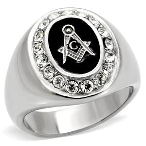 Masonic Black Oval Stainless Steel Ring Fashion Jewelry 