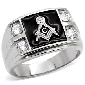 4 CZ Stone Masonic Stainless Steel Ring Fashion Jewelry 