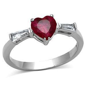 Red Heart Cubic Zirconia Stainless Steel Ring Fashion Jewelry 