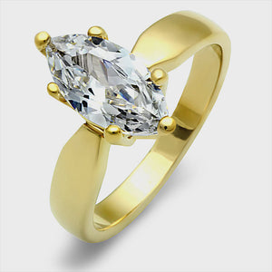 Ion Plated Gold Cubic Zirconia Marquise Ring Fashion Jewelry 