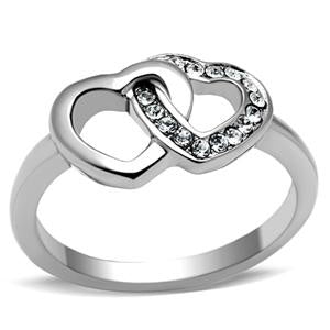 Joined Hearts Stainless Steel Ring Fashion Jewelry 