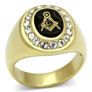 Gold Black Onyx Oval Masonic Ring Fashion Jewelry 