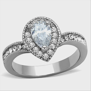 Pear Cubic Zirconia Pave Stainless Steel Ring Fashion Rings 