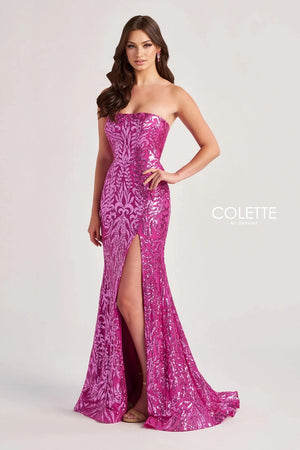 Colette CL8610 Sequin Design Fitted Dress Colette 