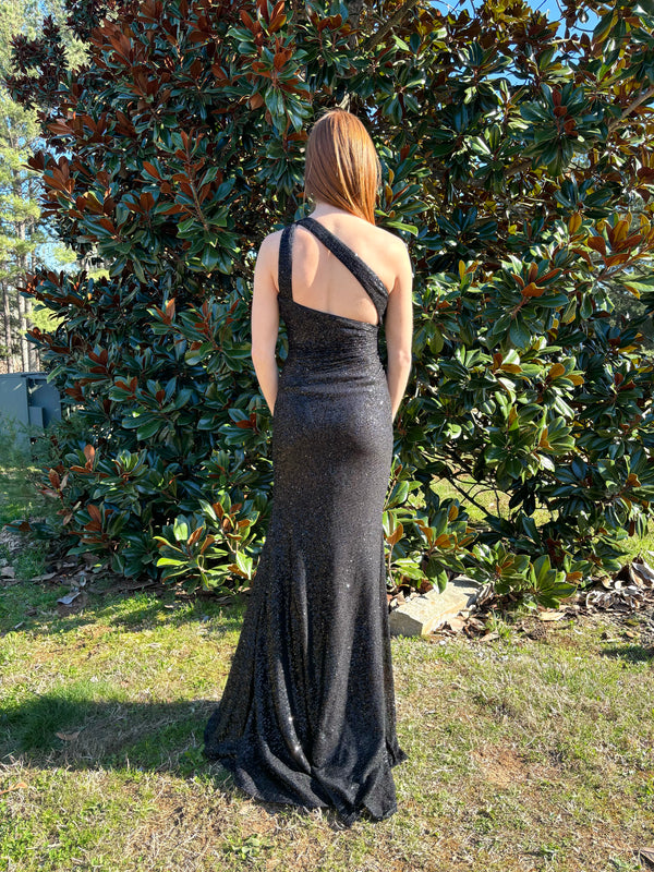 CLARISSE 8178 Fitted Sequin Dress with Slit - Forest Green or Navy Blue