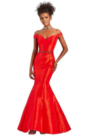 CLARISSE 3443 Red Off The Shoulder Mermaid Dress Clarisse 