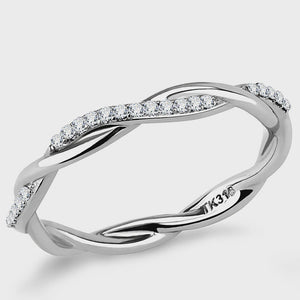 Cubic Zirconia Twist Stainless Steel Ring Fashion Jewelry 