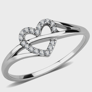 Cubic Zirconia Clear Minimal Heart Ring Fashion Jewelry 