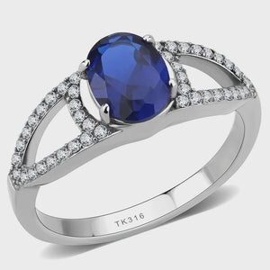 London Blue Spinel Minimal Stainless Steel Ring Fashion Rings 