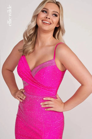 Ellie Wilde EW34039 Stone Accent Fitted Dress Ellie Wilde 