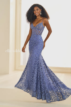 Ellie Wilde EW36011 Lace Illusion Mermaid Dress Ellie Wilde 