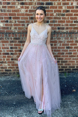 J'Adore 18018 Pink Sparkle Tulle Dress - Formalwear Outlet