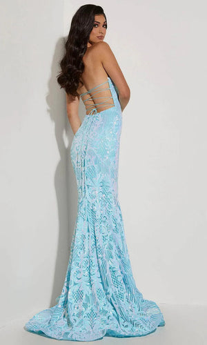 JASZ Couture 7430 Sequin Design Strapless Fitted Dress Jasz Couture 