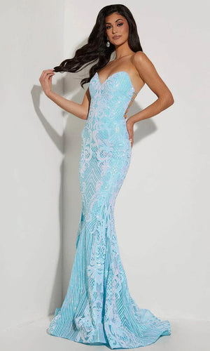 JASZ Couture 7430 Sequin Design Strapless Fitted Dress Jasz Couture 